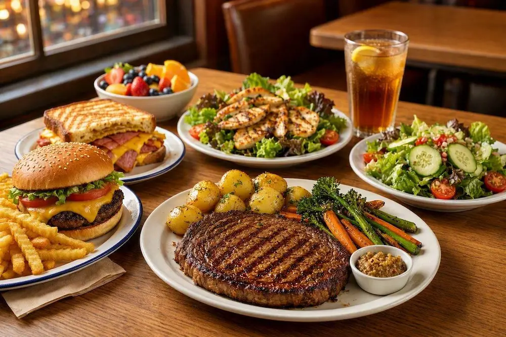 Denny's Dinner Menu: Complete Guide to Prices, Meals & Popular Choices 7 Complete Denny's dinner meal combinations with steak, burger, chicken and salad