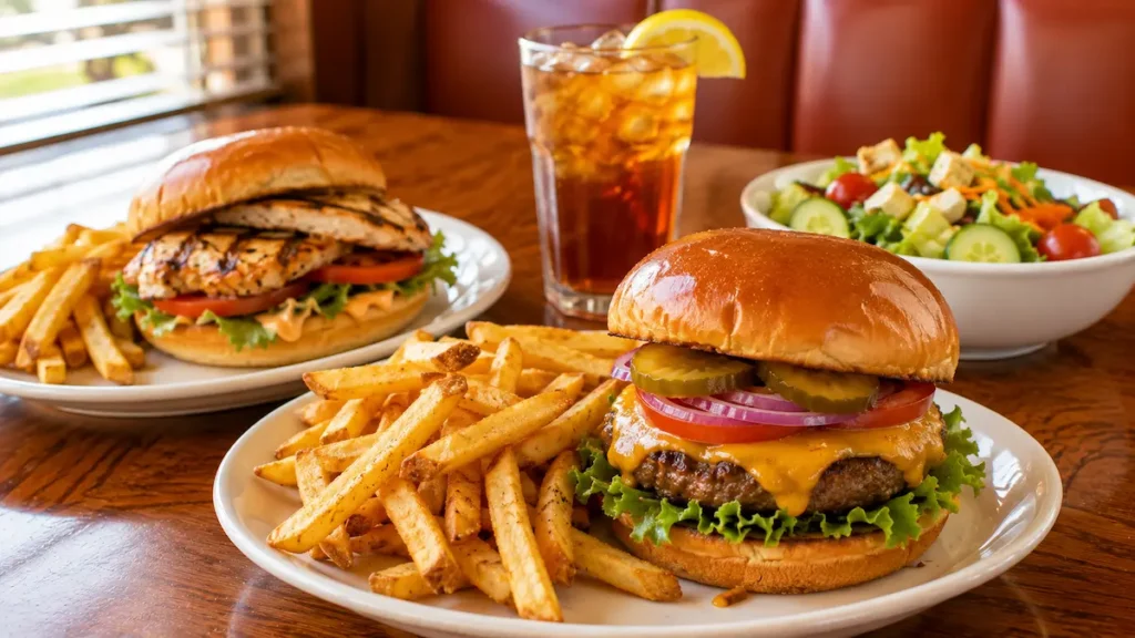 Denny's Lunch Menu with Prices (2026): Complete Guide to Lunch Favorites 1 Denny's lunch menu featuring burgers, sandwiches, fries and salad
